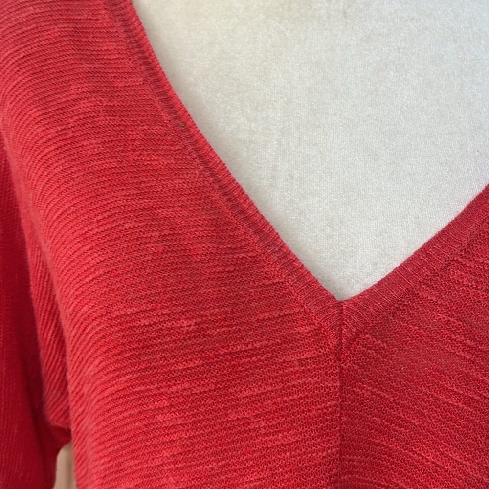 Eileen Fisher Orange‎ Linen Cotton Blend V-Neck Oversized Tunic Size XS - Picture 2 of 5